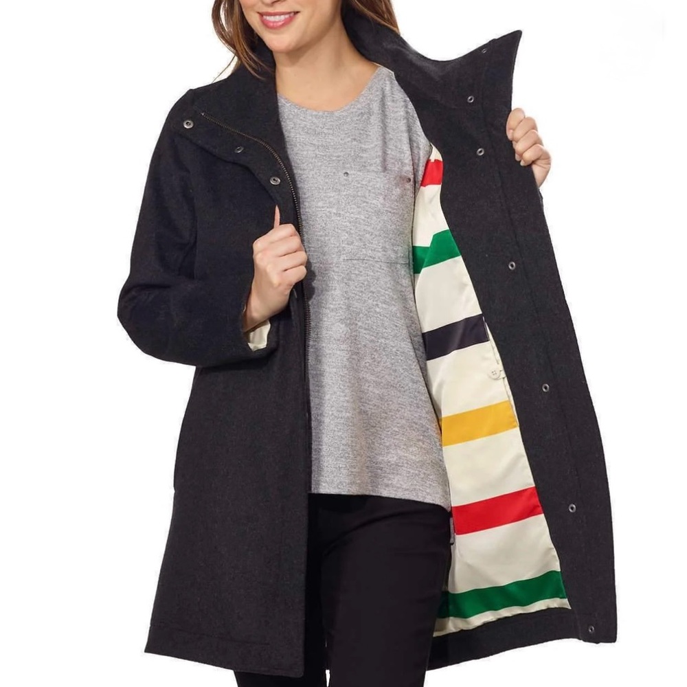 Pendleton Gray Campbell Wool Coat Size XL